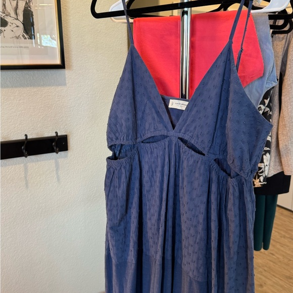 Blue Sleeveless Maxi Dress - slits at chest - Picture 3 of 8